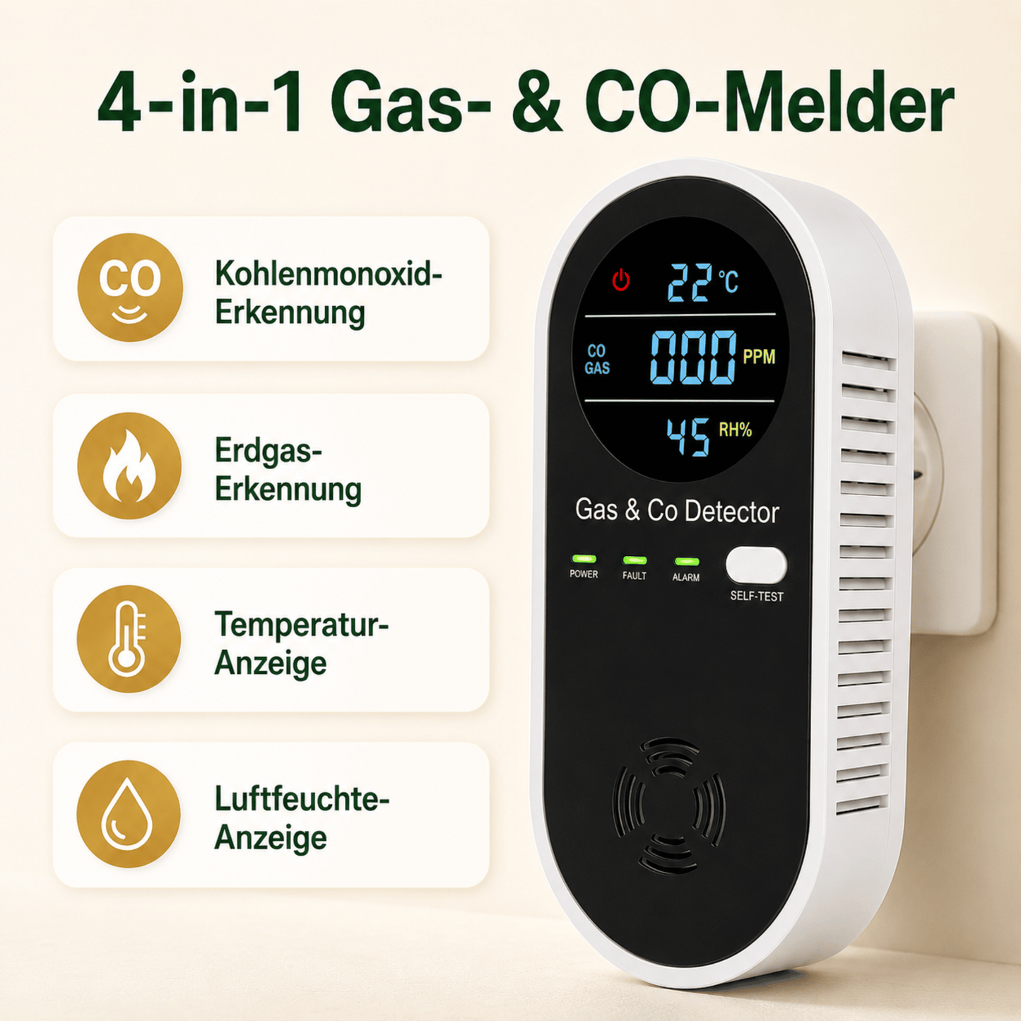 Gut-Leben™ Steckdosen-CO-Melder
