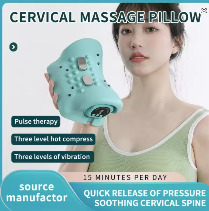 Electric Heated EMS Pulse Cervical Traction Pillow with Six Levels of Heat Neck Massager and Shoulder Stretcher Massage Products (Private Listing 3150578 )
